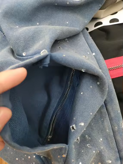 ROZE GALAXY PREMIUM RHINESTONE HOODIE UNISEX