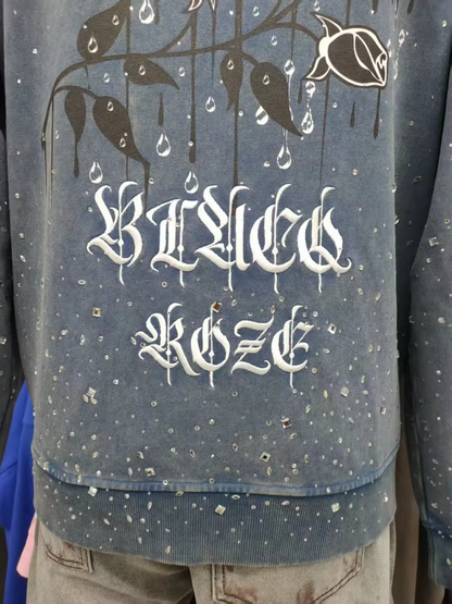 ROZE GALAXY PREMIUM RHINESTONE HOODIE UNISEX